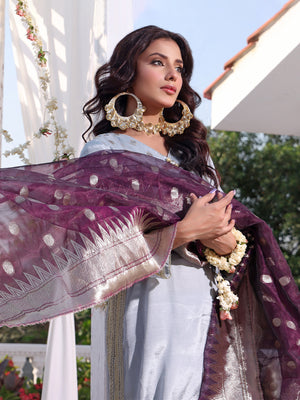 3Pc Formal Suit Pret Raw Silk Grey - OW3P-2207027