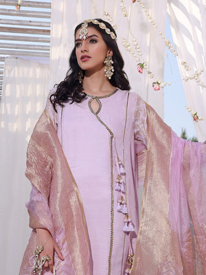 3Pc Formal Suit Pret Raw Silk Purple - OW3P-2207028