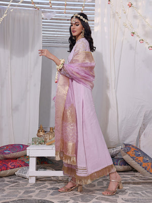 3Pc Formal Suit Pret Raw Silk Purple - OW3P-2207028