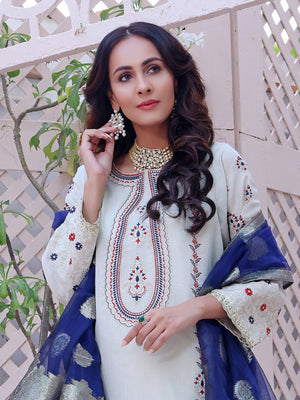 2Pc Embroidered Pret Shirt Dupatta Masoori Fawn - OWE2P-2209003