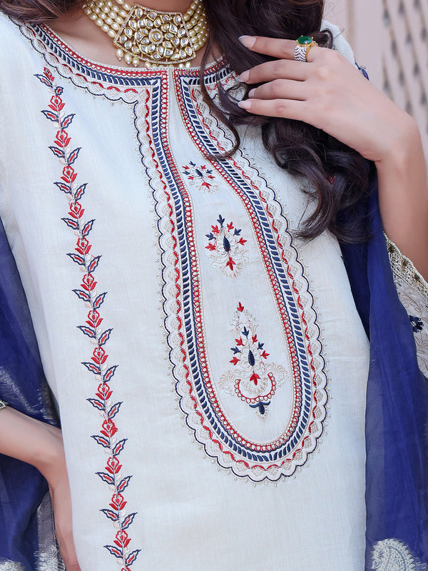 2Pc Embroidered Pret Shirt Dupatta Masoori Fawn - OWE2P-2209003