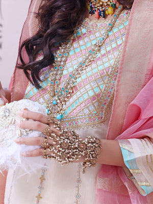 2Pc Embroidered Pret Shirt Dupatta Masoori Beige - OWE2P-2209005