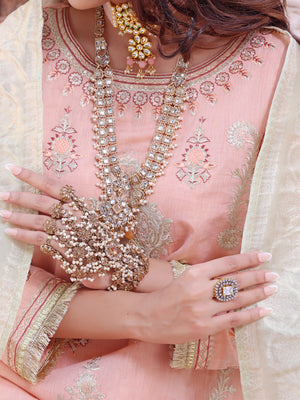 2Pc Embroidered Pret Shirt Dupatta Masoori Peach - OWE2P-2209006