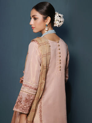 2Pc Embroidered Pret Shirt Dupatta Masoori Peach - OWE2P-2211003