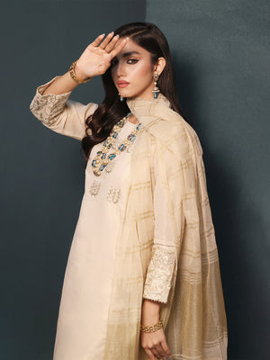 2Pc Embroidered Pret Shirt Dupatta Masoori Golden - OWE2P-2211007