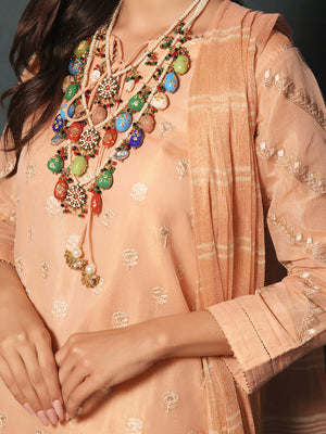 2Pc Embroidered Pret Shirt Dupatta Masoori Peach - OWE2P-2211010