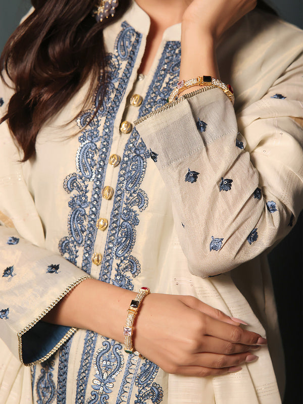 2Pc Embroidered Pret Shirt Dupatta Masoori Light Green - OWE2P-2211011