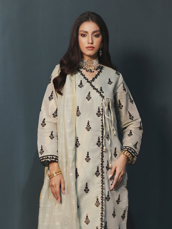 2Pc Embroidered Pret Shirt Dupatta Masoori Green - OWE2P-2211012