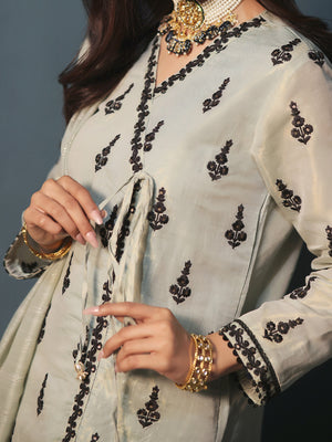 2Pc Embroidered Pret Shirt Dupatta Masoori Green - OWE2P-2211012