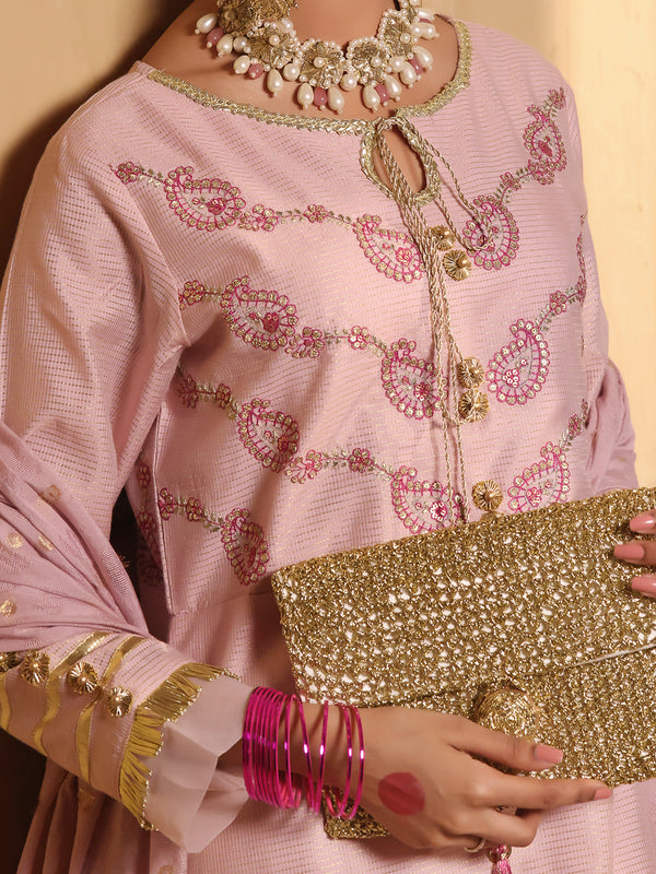 3Pc Embroidered Suit Pret Masoori Light Pink - OWE3P-2303005