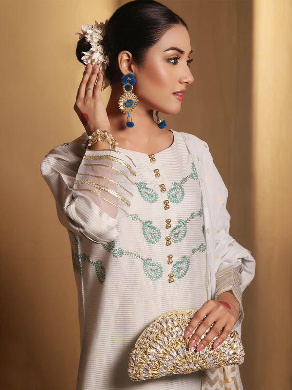 2Pc Embroidered Pret Shirt Trouser Masoori Light Green - OWE2P-2303006