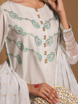 2Pc Embroidered Pret Shirt Trouser Masoori Light Green - OWE2P-2303006