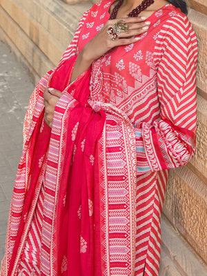 2Pc Printed Pret Shirt Dupatta Lawn Pink - OW2P-2302010