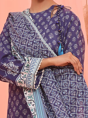 2Pc Printed Pret Shirt Dupatta Lawn Blue - OW2P-2401038