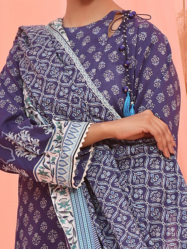 2Pc Printed Pret Shirt Dupatta Lawn Blue - OW2P-2401038