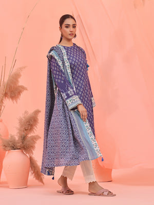 2Pc Printed Pret Shirt Dupatta Lawn Blue - OW2P-2401038