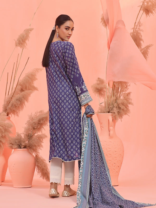 2Pc Printed Pret Shirt Dupatta Lawn Blue - OW2P-2401038
