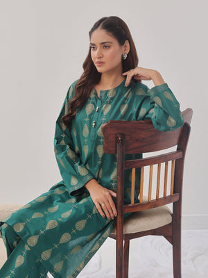 2Pc Printed Pret Shirt Trouser Cambric Green - OW2P-2408012