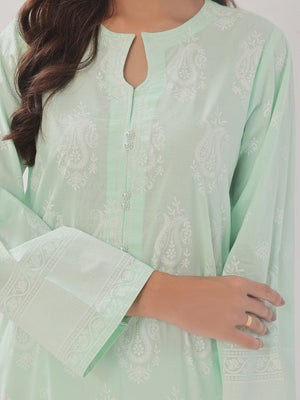 2Pc Printed Pret Shirt Trouser Cambric Light Green - OW2P-2408018