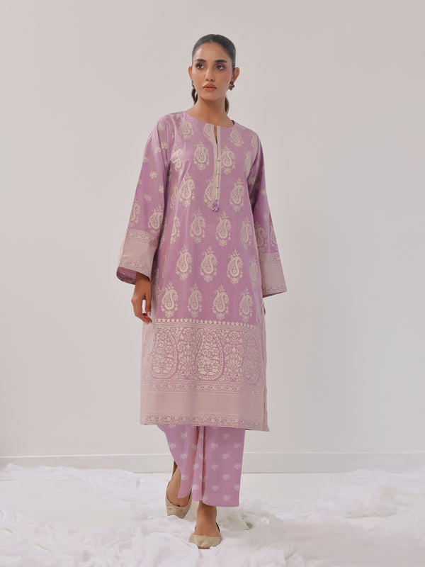 2Pc Printed Pret Shirt Trouser Cambric Lilac - OW2P-2408020