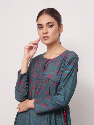 2Pc Printed Pret Shirt Trouser Yarn Dyed Green - OW2PG-2306012