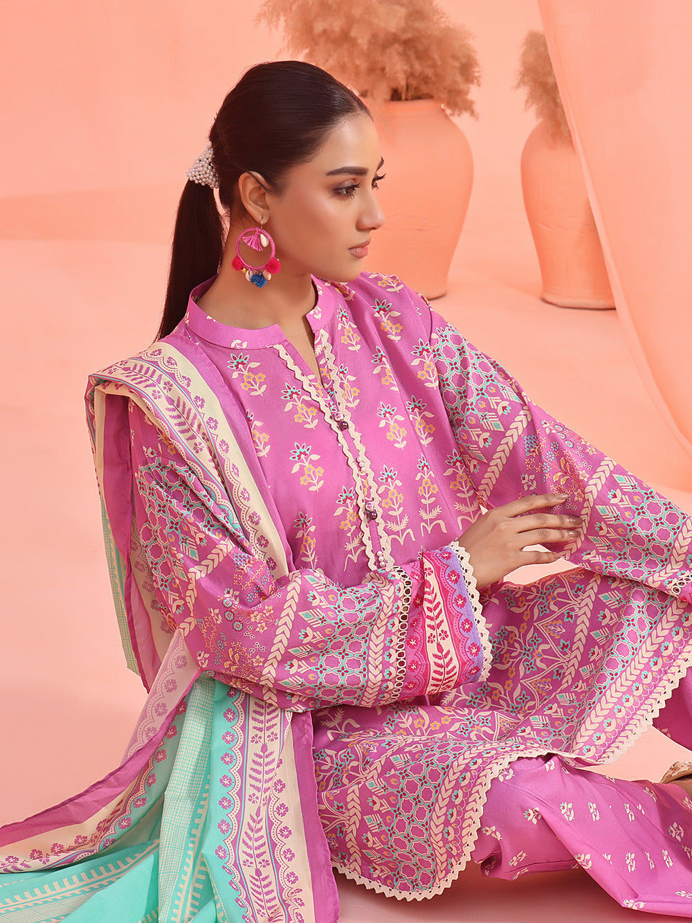 3Pc Printed Suit Pret Lawn Lavender - OW3P-2401019