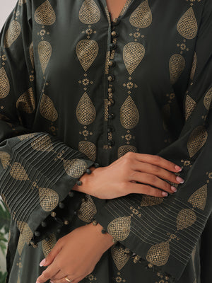 3Pc Printed Suit Pret Cambric Olive Green - OW3P-2408017