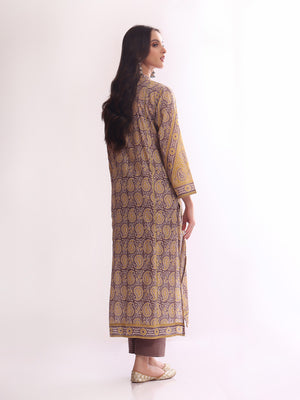 1Pc Printed Pret Kurti Lawn Grey - OWKT-2304017