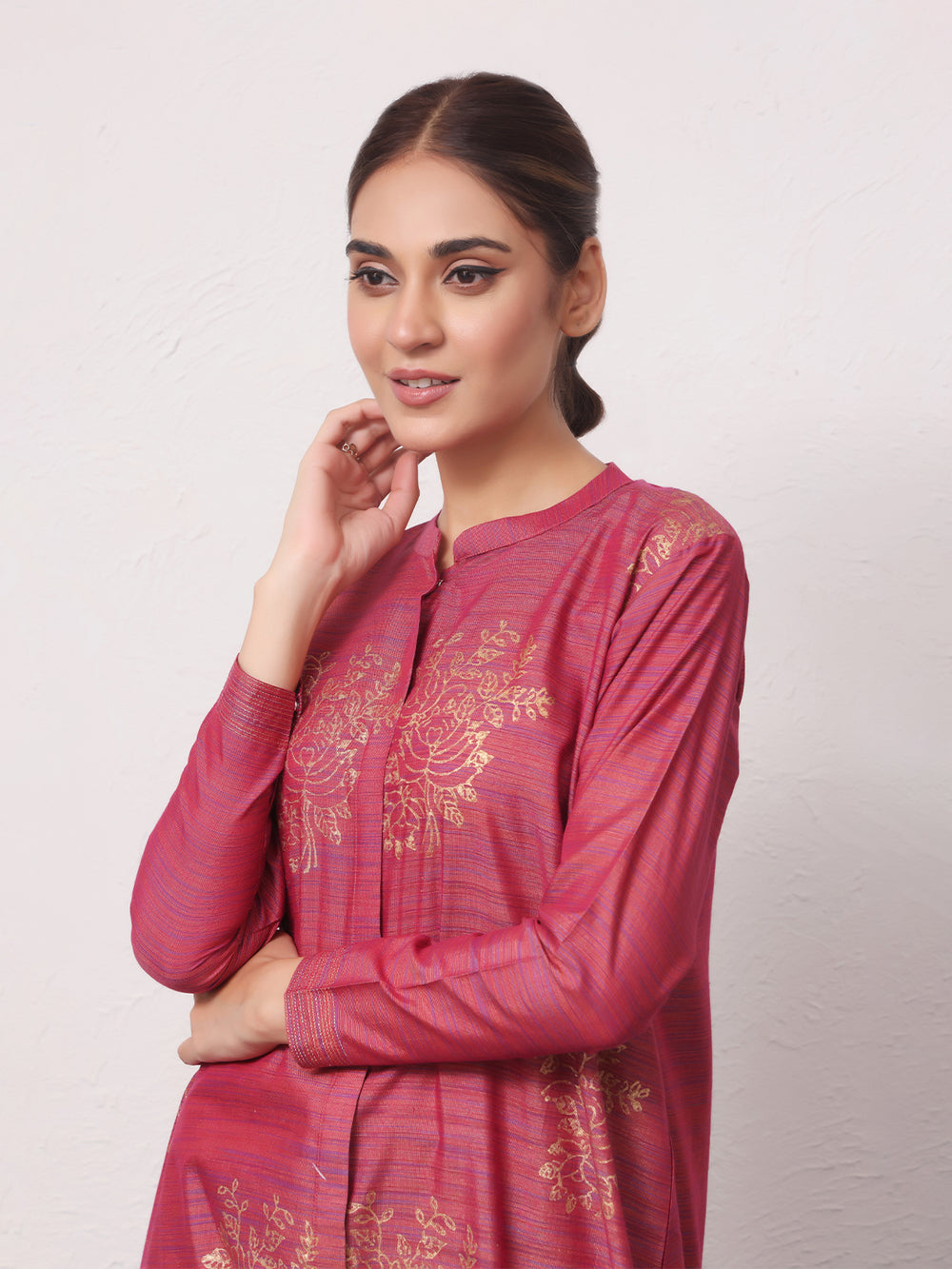 1Pc Printed Pret Kurti Yarn Dyed Atishi - OWKTG-2306013-1