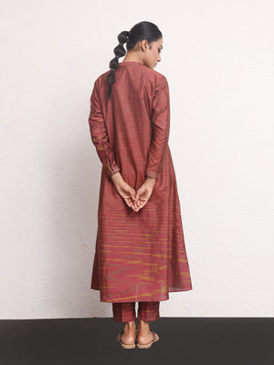 1Pc Printed Pret Kurti Yarn Dyed Rust - OWKTG-2306013