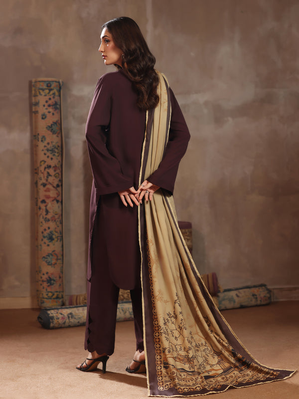 2Pc Dyed Pret Shirt Trouser Linen Dark Brown