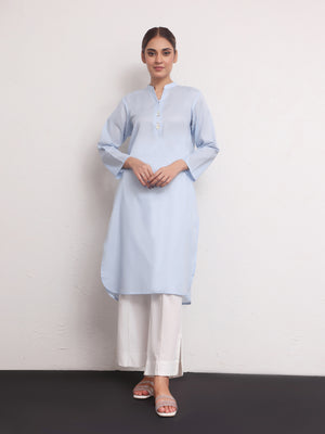 1Pc Solid Pret Kurti Jacquard Sky Blue - OWKTG-2309016