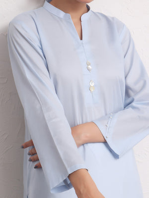 1Pc Solid Pret Kurti Jacquard Sky Blue - OWKTG-2309016