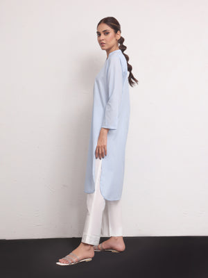 1Pc Solid Pret Kurti Jacquard Sky Blue - OWKTG-2309016