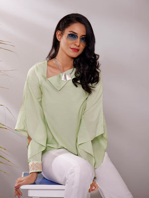 1Pc Solid Fusion Top Viscose Green - OWETP-2106033-1