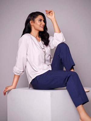 1Pc Solid Fusion Top Cotton Beige - OWTP-1906003