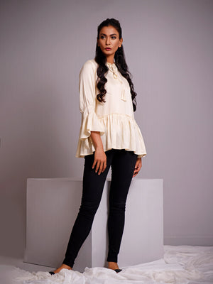 1Pc Solid Fusion Top Viscose Beige - OWTP-1910003