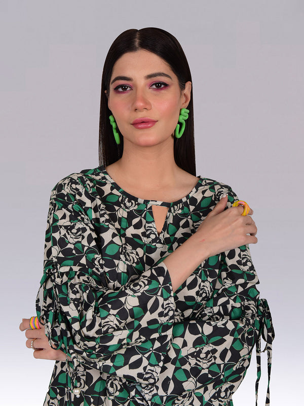 1Pc Printed Fusion Top Lawn Green - OWTP-2302005