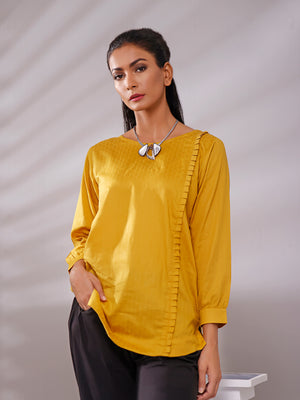 1Pc Solid Fusion Top Jacquard Mustard - OWJTP-1903008