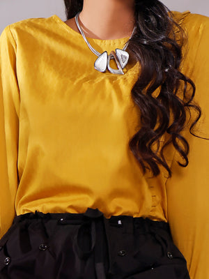 1Pc Solid Fusion Top Jacquard Mustard - OWJTP-1903008