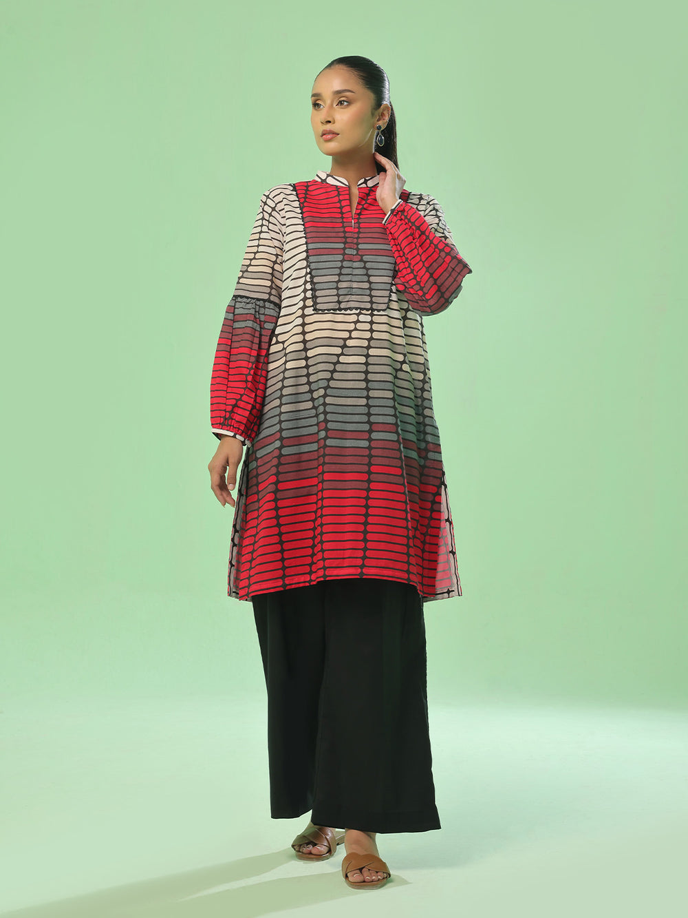 1Pc Printed Unstitched Kurti Lawn Blue - OLK-6369-A