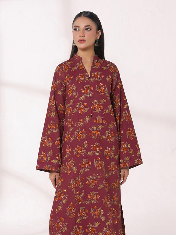 2Pc Printed Unstitched Shirt Trouser Lawn Pink & Orange - OL2P-6447-A