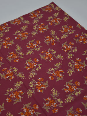 2Pc Printed Unstitched Shirt Trouser Lawn Pink & Orange - OL2P-6447-A