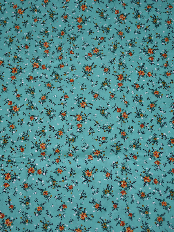 2Pc Printed Unstitched Shirt Trouser Lawn Green - OL2P-6448-A