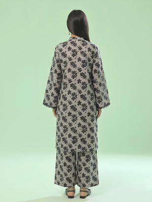 1Pc Printed Unstitched Kurti Swiss Lawn Beige & Black - OLK-6163-B