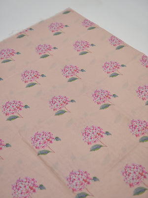 1Pc Printed Unstitched Kurti Lawn Peach - OLK-6357-A