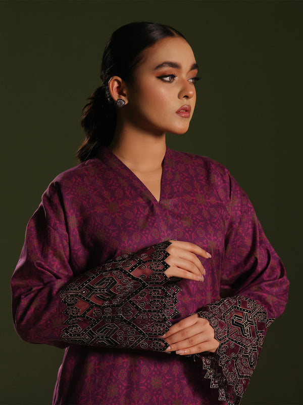 2Pc Embroidered Unstitched Cambric Magenta - OCE2PT-6241-A