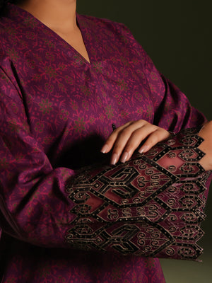 2Pc Embroidered Unstitched Cambric Magenta - OCE2PT-6241-A