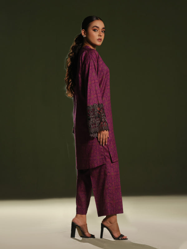 2Pc Embroidered Unstitched Cambric Magenta - OCE2PT-6241-A