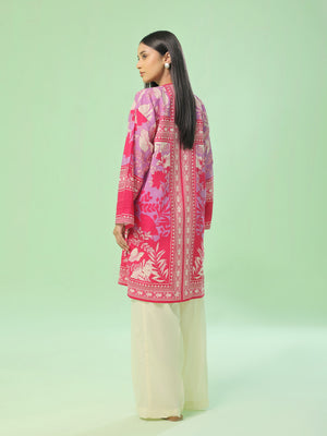 1Pc Printed Unstitched Kurti Lawn Red - OLK-6386-B